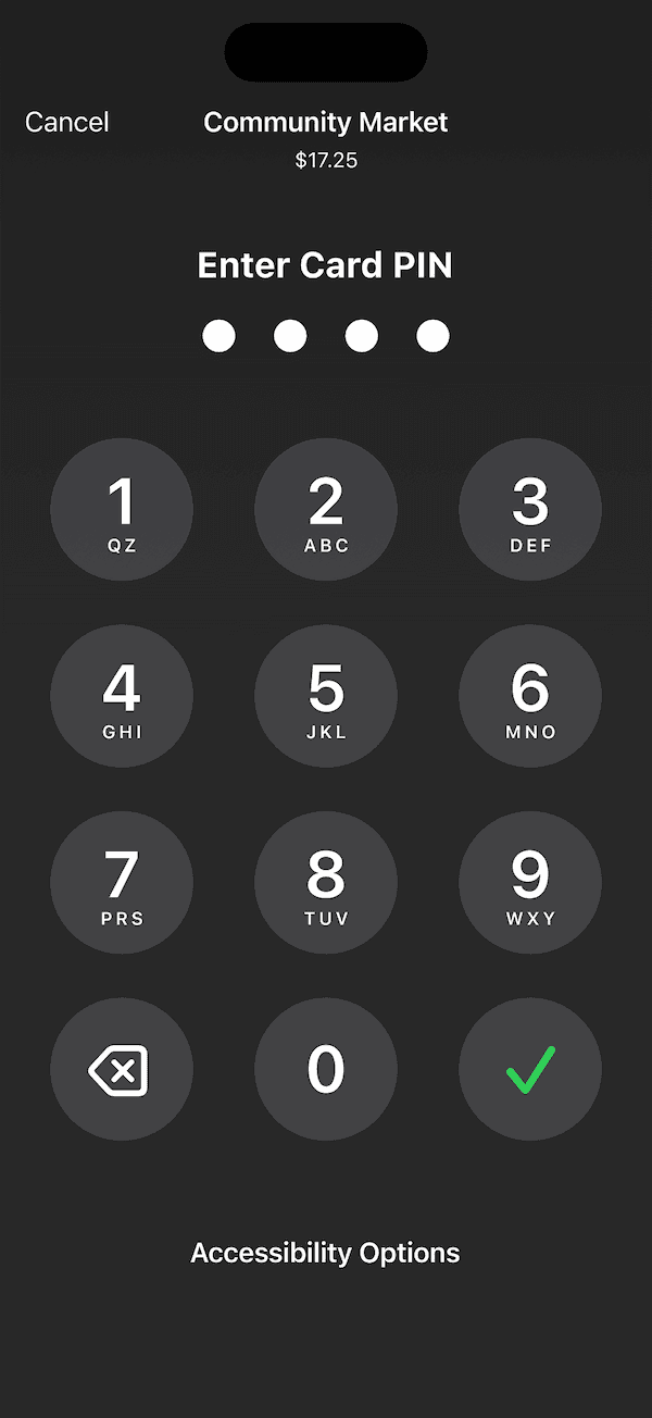 Entering a PIN on iPhone